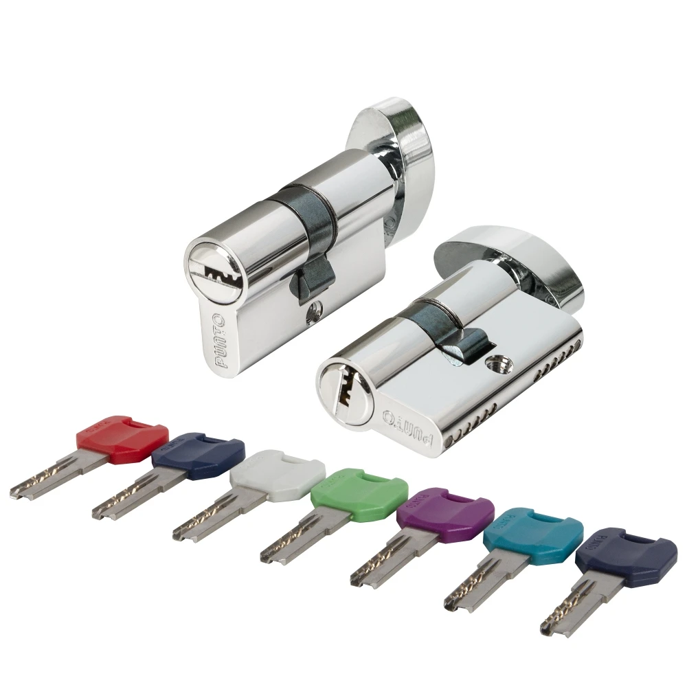 Фото Цилиндровый механизм MaxPro7002Knob52mm(21+10+21) CP хром 7key с вертушкой