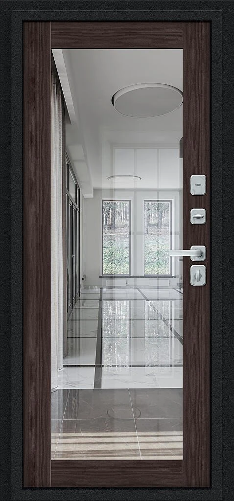 Входная дверь Thermo Флэш МФ/BChrome Букле черное/Wenge Melinga BR6216